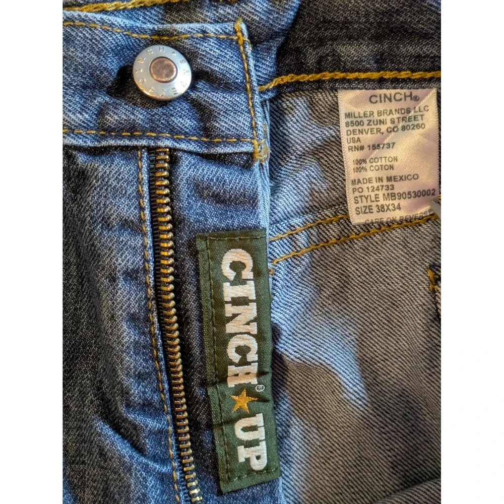 Cinch Jeans Mens 38x34 Blue Cotton Denim Straight Green Label Western Cowboy